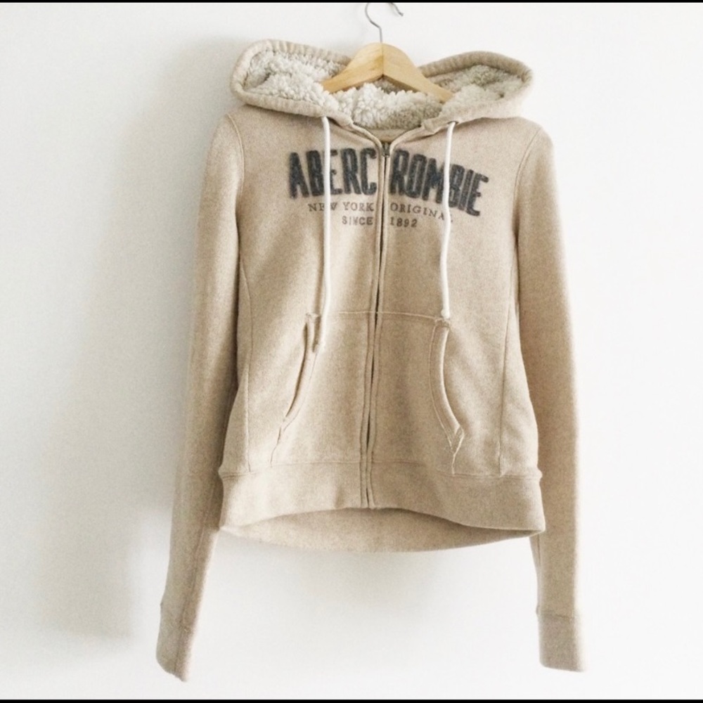 Abercrombie Sherpa-Lined Full-Zip Logo Hoodie